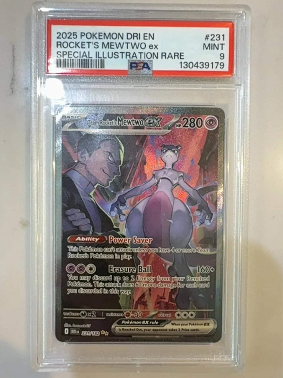 2025 Pokémon Destined Rivals Team Rocket's Mewtwo ex #231 PSA 9