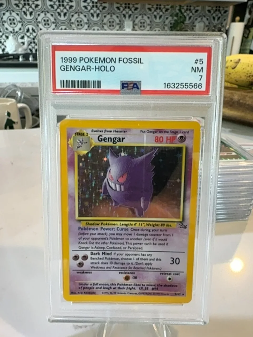 1999 Pokemon Fossil Gengar-Holo #5 PSA 7